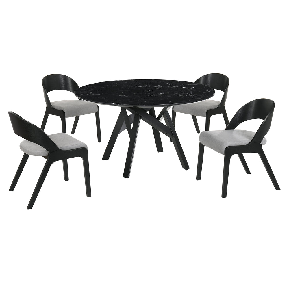 Venus and Polly 5-Piece Dining Set - SETVEDIBLK5C